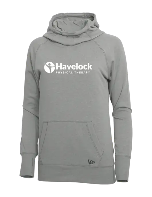 New Era Shadow Grey Heather Womens Tri-Blend Fleece Pullover Hoodie w/Havelock Logo