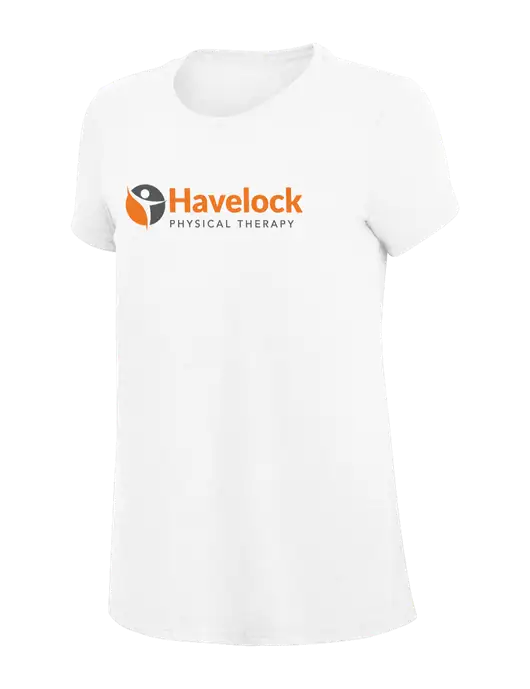 Womens Simply Soft White 4.5oz Poly/Combed Ring Spun Cotton T-Shirt
 w/Havelock Logo