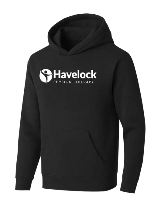 BELLA+CANVAS Black Heather Sponge Fleece Pullover Hoodie w/Havelock Logo
