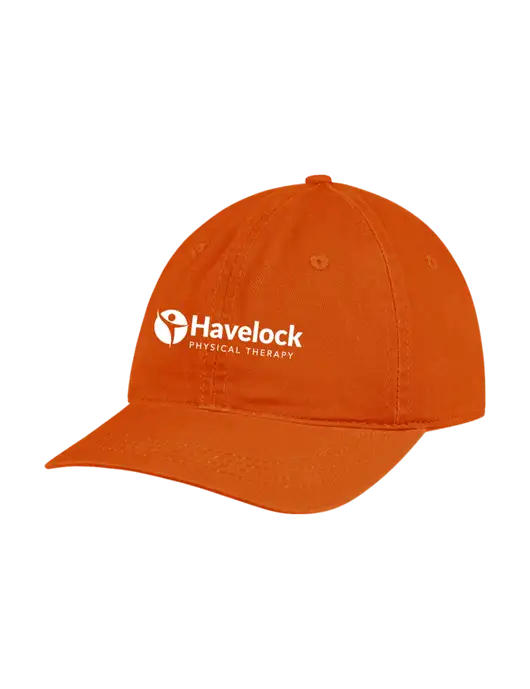 Garment Washed Unstructured Twill Orange Cap w/Havelock Logo