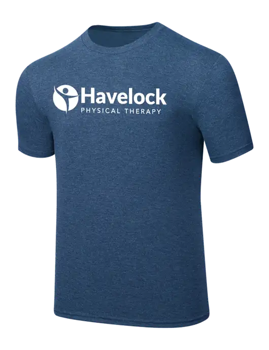 Simply Soft Heathered Navy 4.5oz  Poly/Combed Ring Spun Cotton T-Shirt w/Havelock Logo