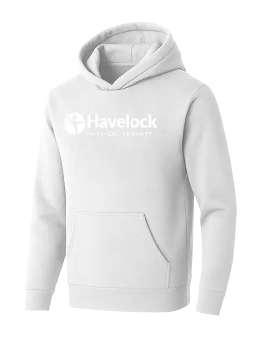 BELLA+CANVAS Heathered White Sponge Fleece Pullover Hoodie w/Havelock Logo