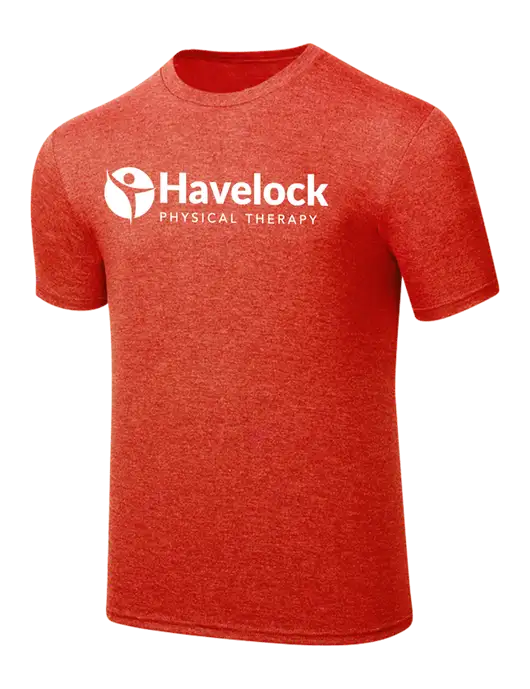 Simply Soft Dark Orange Heathered 4.5oz  Poly/Combed Ring Spun Cotton T-Shirt w/Havelock Logo