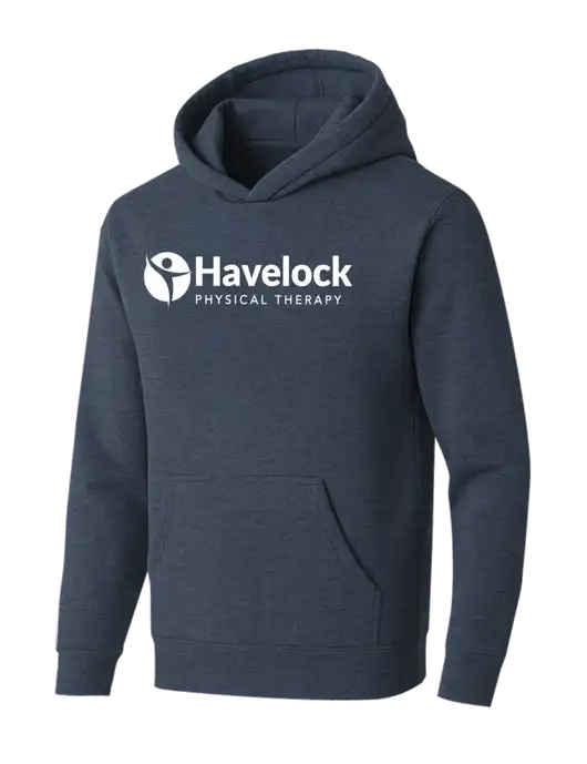 BELLA+CANVAS Heather Navy Sponge Fleece Pullover Hoodie w/Havelock Logo