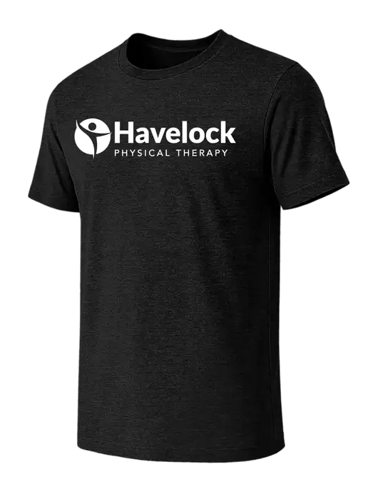 BELLA+CANVAS Black Heather CVC Short Sleeve Tee w/Havelock Logo