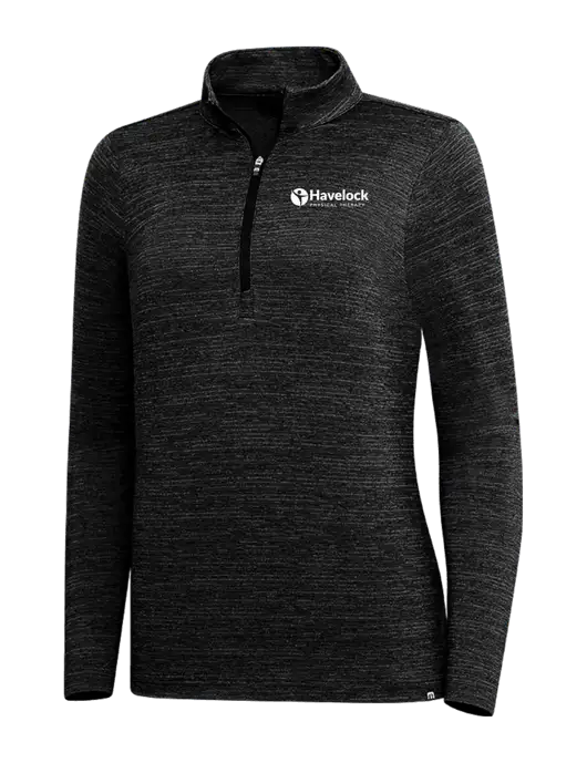 TravisMathew Black Womens Crestview 1/4 Zip w/Havelock Logo