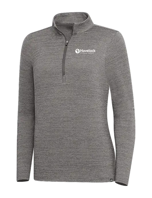 TravisMathew Medium Grey Heather Womens Crestview 1/4 Zip w/Havelock Logo