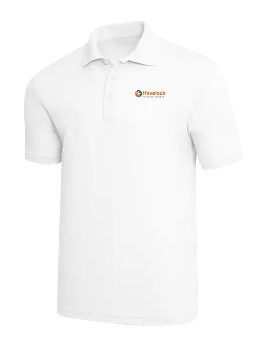 White PosiCharge RacerMesh Polo w/Havelock Logo