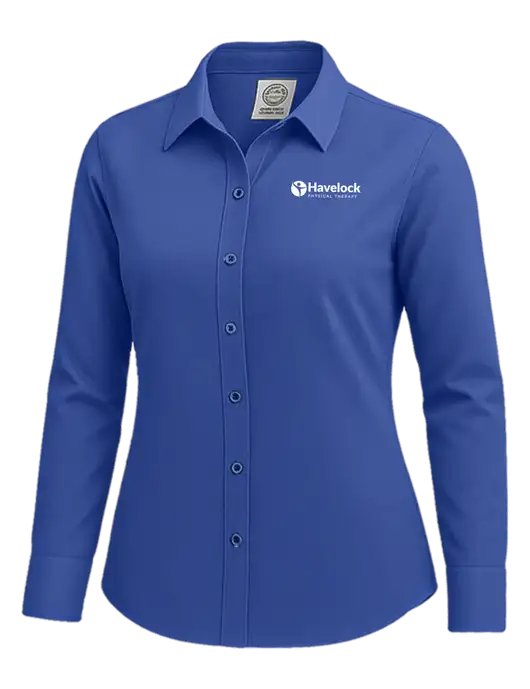 Brooks Brothers Womens Royal Blue Wrinkle-Free Stretch Nailhead Shirt w/Havelock Logo