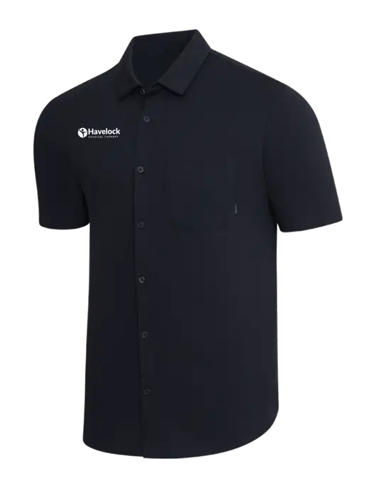 OGIO Black Extend Short Sleeve Button Up Shirt w/Havelock Logo