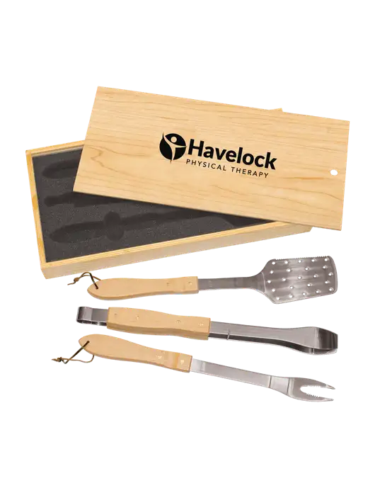 Wood BBQ Gift Set w/Havelock Logo