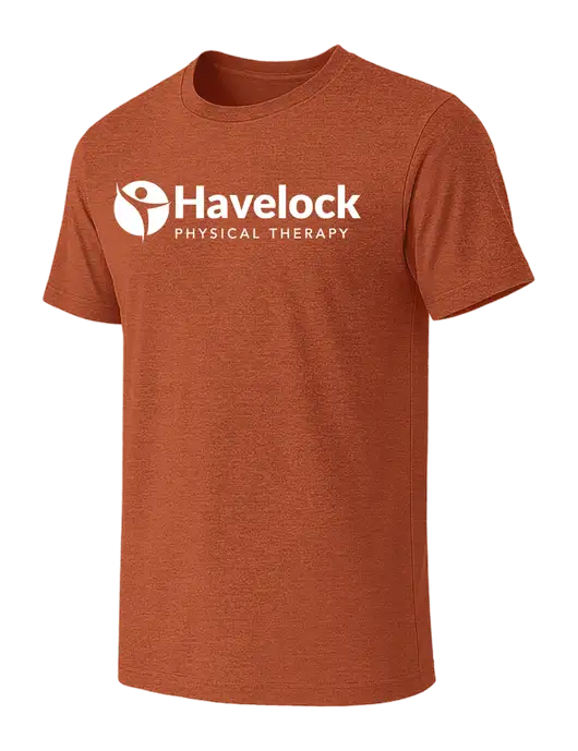 BELLA+CANVAS Burnt Orange Heather CVC Short Sleeve Tee w/Havelock Logo