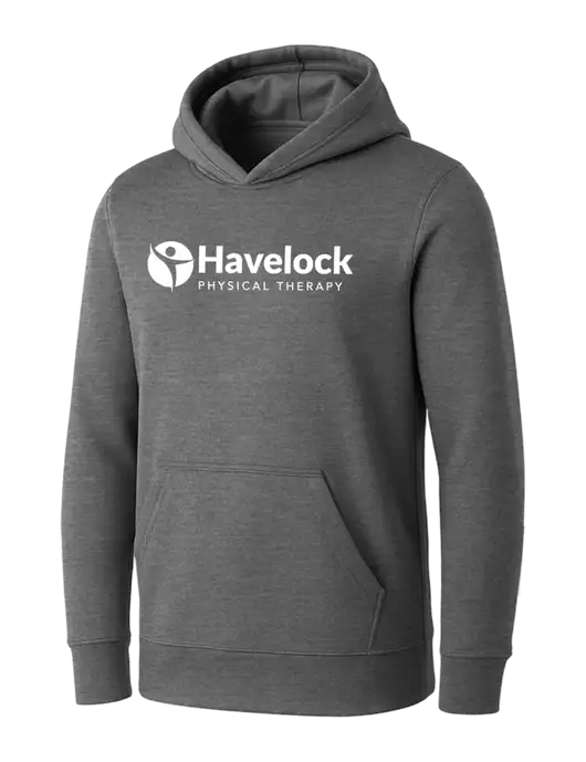 Womens Medium Grey Heather Core Fleece Pullover Hooded Sweatshirt w/Havelock Logo