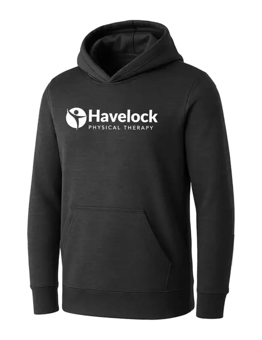 Womens Dark Grey Heather Core Fleece Pullover Hooded Sweatshirt w/Havelock Logo