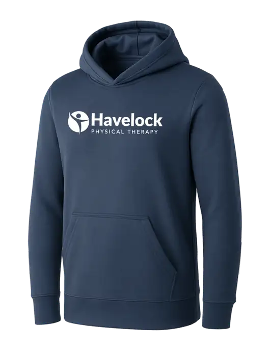Womens Navy Core Fleece Pullover Hooded Sweatshirt w/Havelock Logo