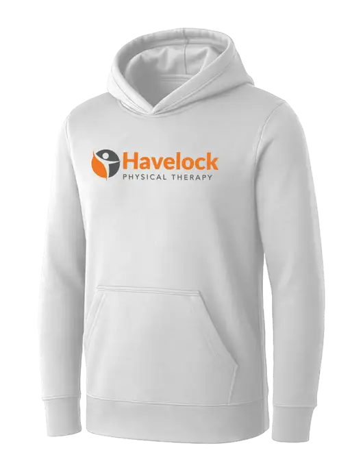 Womens White Core Fleece Pullover Hooded Sweatshirt w/Havelock Logo