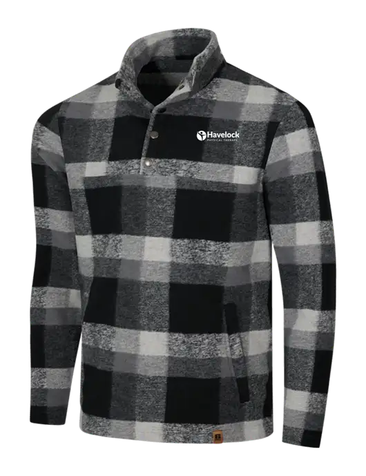 Russell Outdoors Black/White Plaid Basin Snap Pullover w/Havelock Logo