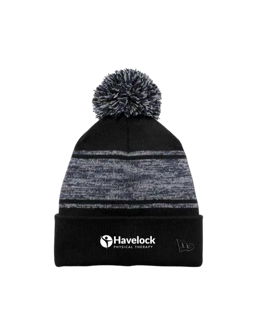 New Era Black/Navy Knit Chilled Pom Beanie w/Havelock Logo
