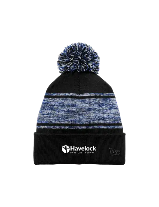 New Era Black/Royal Knit Chilled Pom Beanie w/Havelock Logo