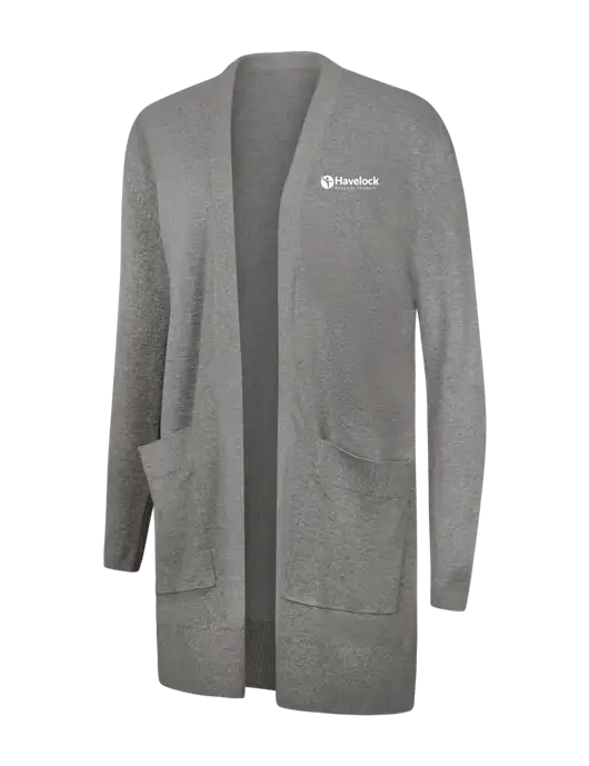 Mercer+Mettle Womens Light Grey Heather Open Front Cardigan Sweater w/Havelock Logo