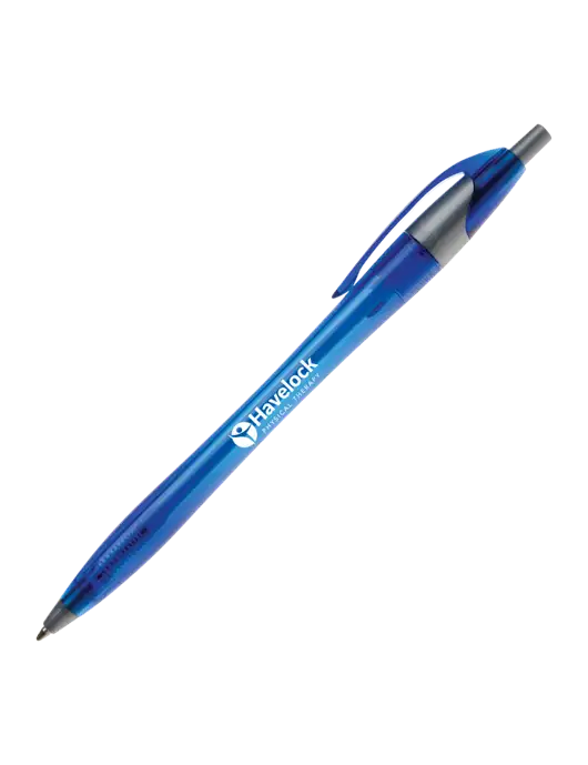 Novella Translucent Blue/Silver Jewel Pen - Blue Ink w/Havelock Logo