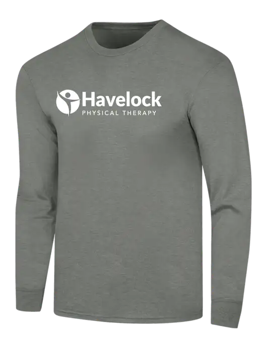 Simply Soft Long Sleeve Heathered Charcoal 4.5 oz, Poly/Combed Ring Spun Cotton T-Shirt w/Havelock Logo