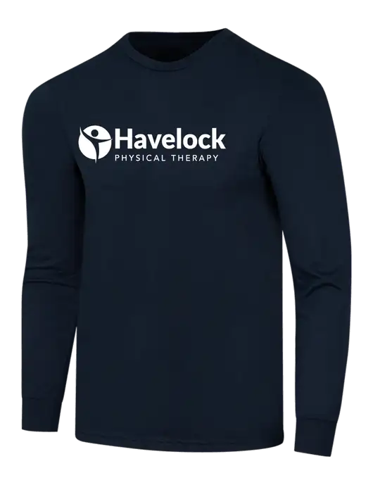 Simply Soft Long Sleeve Navy 4.5 oz, Poly/Combed Ring Spun Cotton T-Shirt w/Havelock Logo
