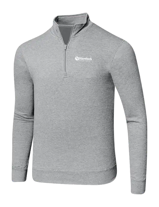 Light Heather Grey 8.5 oz Ring Spun 1/4 Zip Pullover Sweatshirt w/Havelock Logo