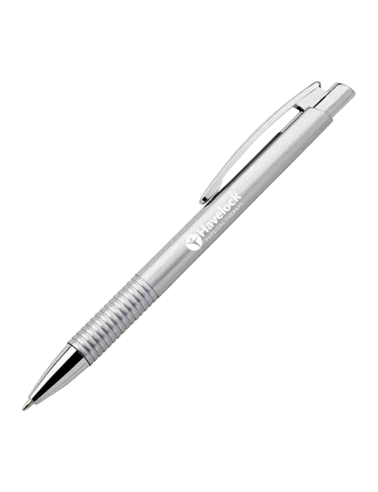 Malay Silver Ballpoint Pen - Blue Ink w/Havelock Logo