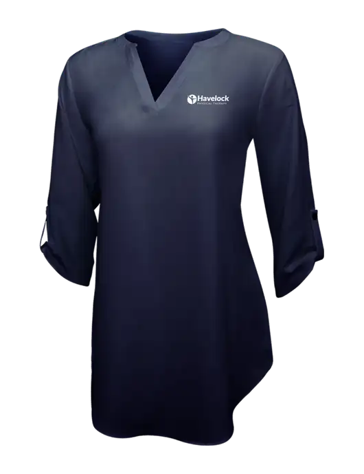 Navy Womens 3/4 Sleeve Tunic Blouse w/Havelock Logo