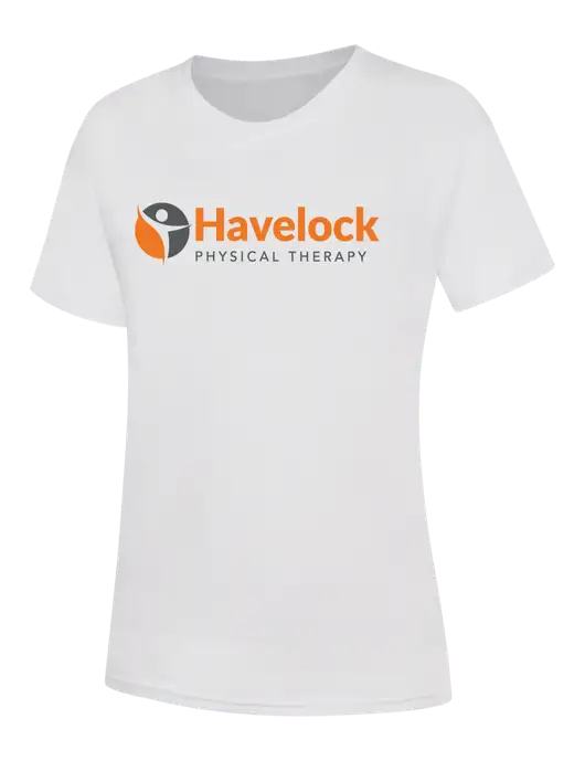 Womens White Core Blend Tee w/Havelock Logo