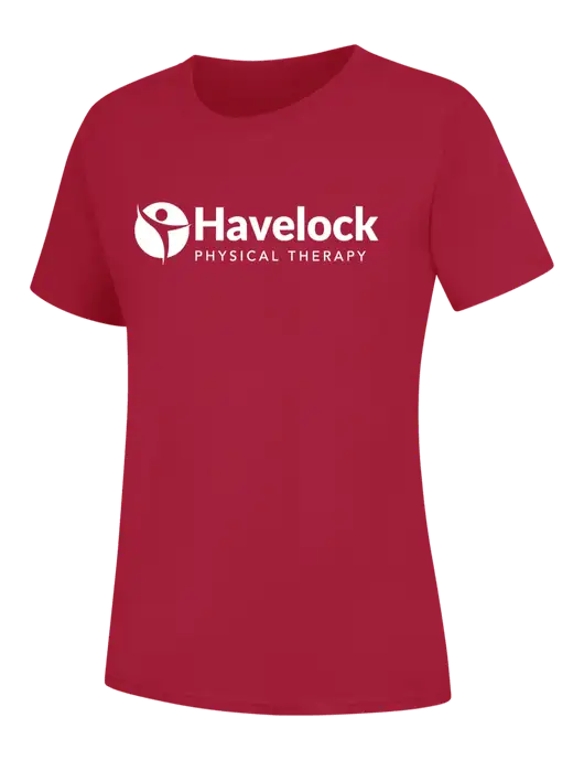 Womens Red Core Blend Tee w/Havelock Logo