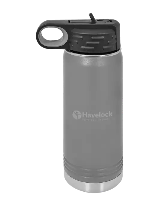 Polar Camel 20 oz Powder Coated Grey Vacuum Insulated Water Bottle w/Havelock Logo