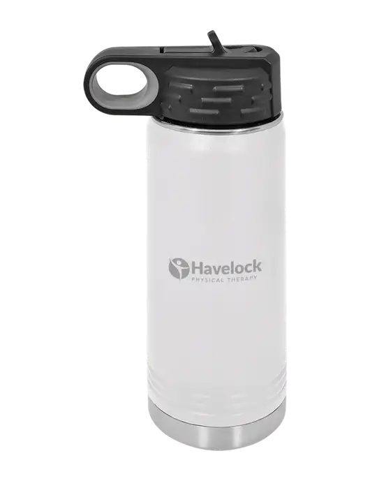 Polar Camel 20 oz Powder Coated White Vacuum Insulated Water Bottle w/Havelock Logo