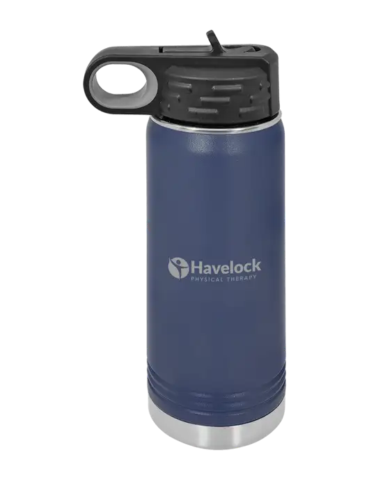 Polar Camel 20 oz Powder Coated Navy Vacuum Insulated Water Bottle w/Havelock Logo