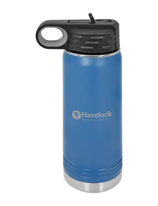 Polar Camel 20 oz Powder Coated Royal Vacuum Insulated Water Bottle w/Havelock Logo