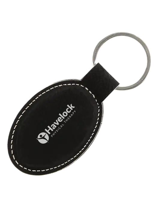 Black Leatherette Oval Keychain w/Havelock Logo