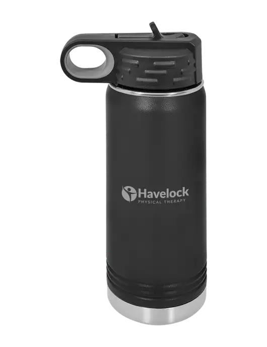 Polar Camel 20 oz Powder Coated Black Vacuum Insulated Water Bottle w/Havelock Logo