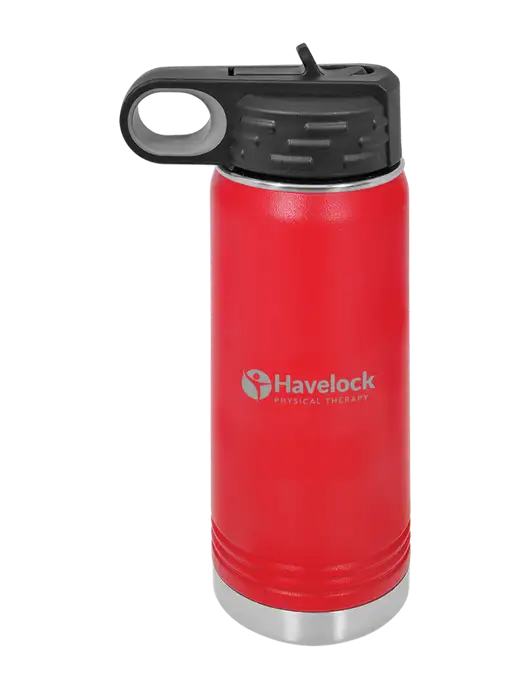 Polar Camel 20 oz Powder Coated Red Vacuum Insulated Water Bottle w/Havelock Logo