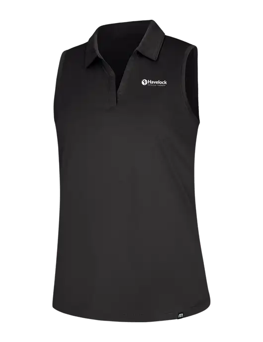 TravisMathew Womens Black Coto Performance Sleeveless Polo w/Havelock Logo