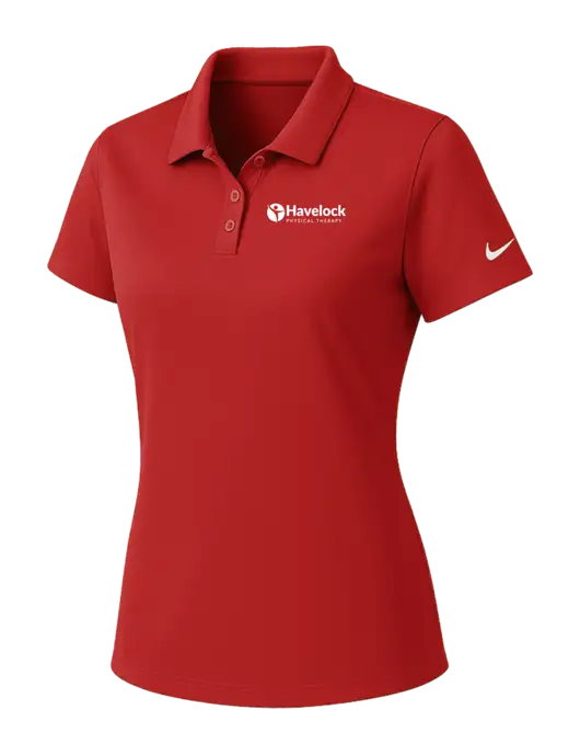 Nike Womens Red Dry Essential Solid Polo w/Havelock Logo
