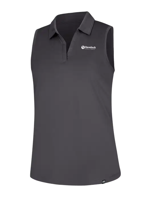 TravisMathew Womens Dark Medium Grey Coto Performance Sleeveless Polo w/Havelock Logo