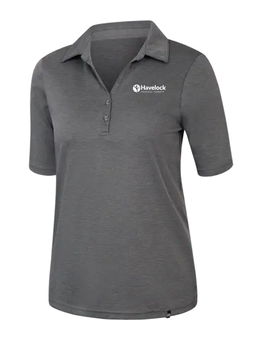TravisMathew Womens Black Heather Sunsetters Polo w/Havelock Logo