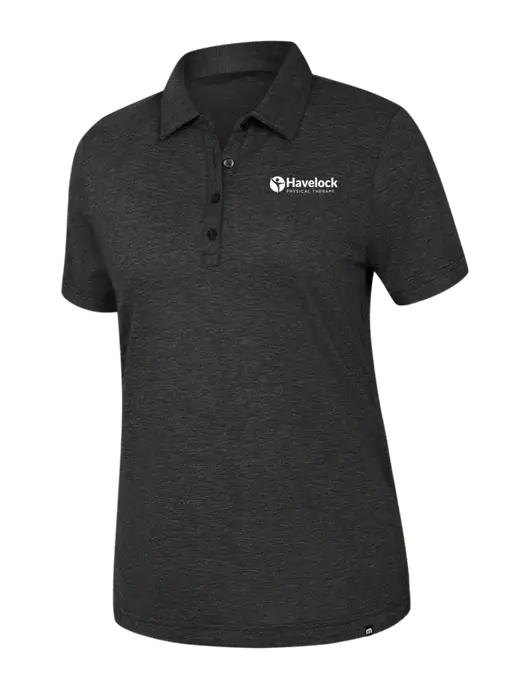 TravisMathew Womens Black Heather Sunnyvale Polo w/Havelock Logo