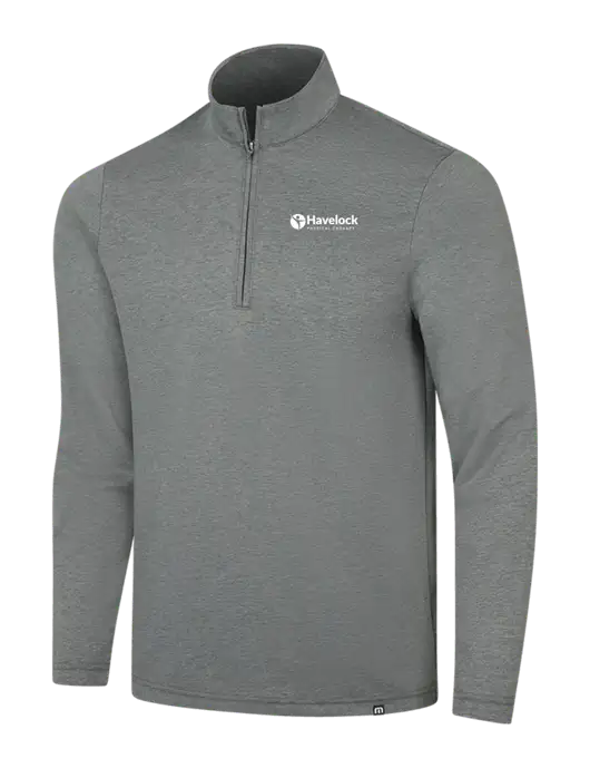 TravisMathew Dark Grey Heather Coveside ¼-Zip w/Havelock Logo