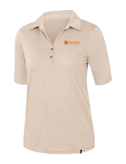 TravisMathew Womens Light Tan Heather Sunsetters Polo w/Havelock Logo