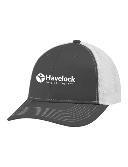 Snapback Ponytail Trucker Cap Dark Grey w/White Mesh w/Havelock Logo
