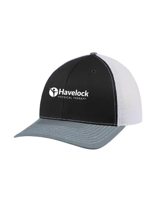 Richardson Adjustable Snapback Original 112 Trucker Cap Black/Light Heather Grey/White Mesh w/Havelock Logo
