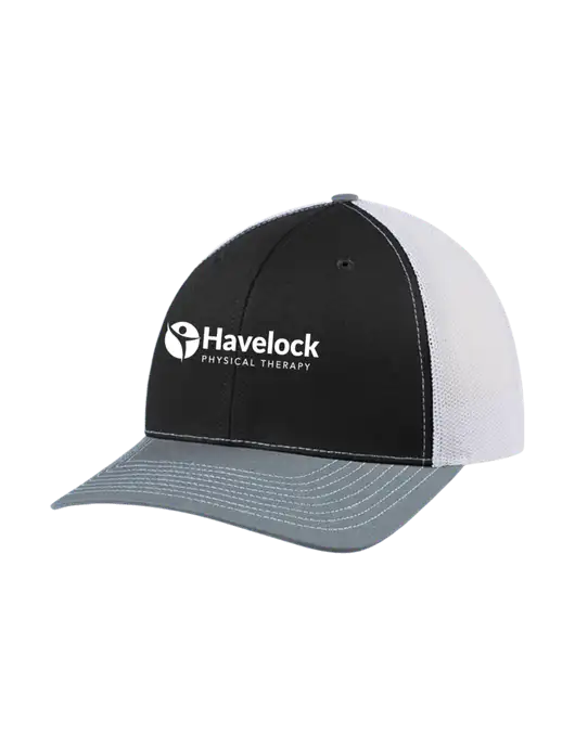 Richardson Adjustable Snapback Original 112 Trucker Cap Black/Light Heather Grey/White Mesh w/Havelock Logo