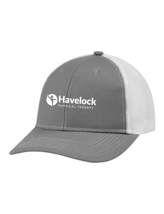 Snapback Ponytail Trucker Cap Light Medium Heather Grey w/White Mesh w/Havelock Logo